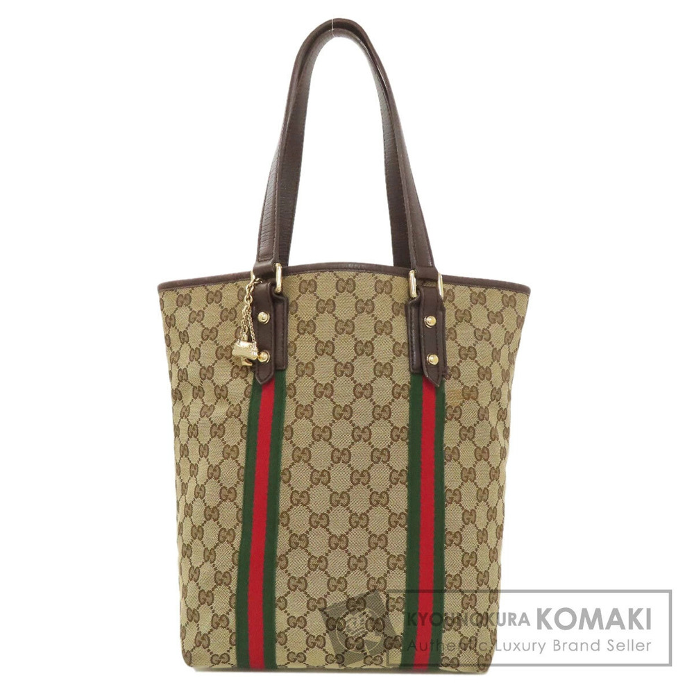 Gucci GG Canvas Sherry Line Tote Bag web Brown